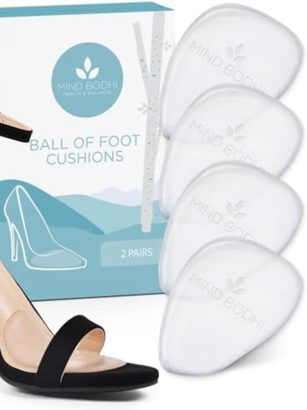 Mind Bodhi Ball of Foot Cushions for Women - 2 Pairs - Clear Gel